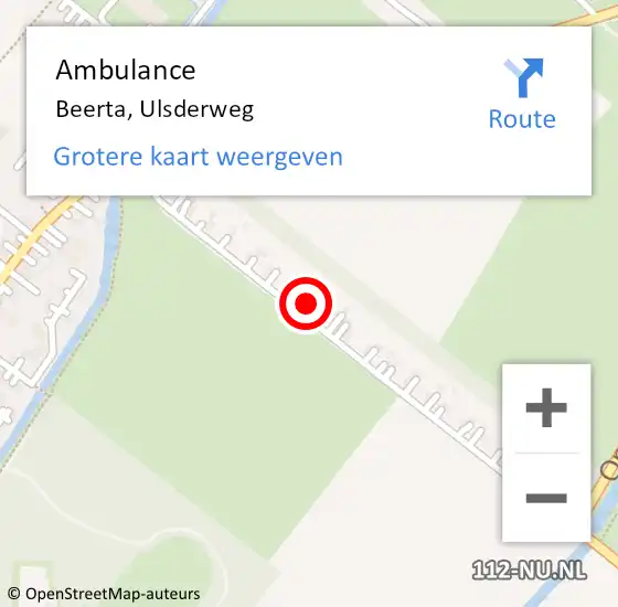 Locatie op kaart van de 112 melding: Ambulance Beerta, Ulsderweg op 6 juni 2023 16:14