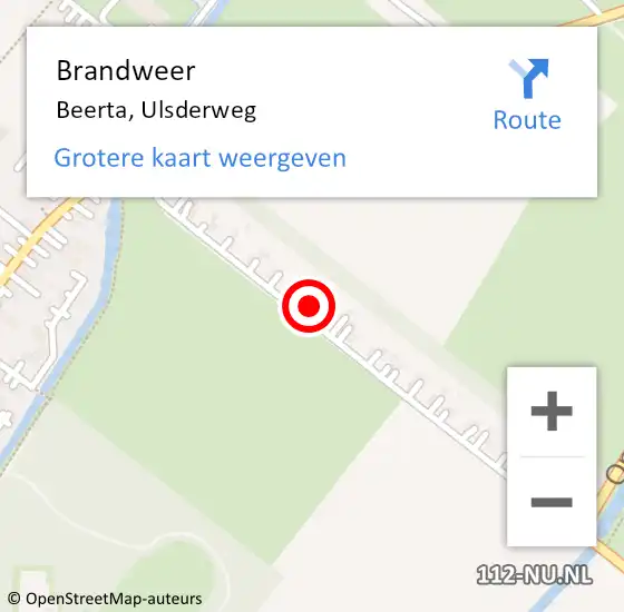 Locatie op kaart van de 112 melding: Brandweer Beerta, Ulsderweg op 6 juni 2023 16:14
