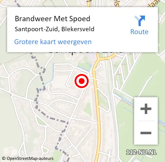 Locatie op kaart van de 112 melding: Brandweer Met Spoed Naar Santpoort-Zuid, Blekersveld op 6 juni 2023 16:45