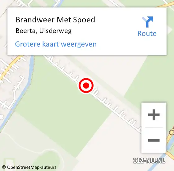 Locatie op kaart van de 112 melding: Brandweer Met Spoed Naar Beerta, Ulsderweg op 6 juni 2023 16:47