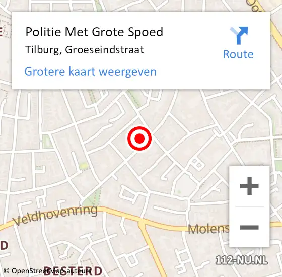 Locatie op kaart van de 112 melding: Politie Met Grote Spoed Naar Tilburg, Groeseindstraat op 6 juni 2023 19:25