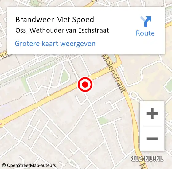 Locatie op kaart van de 112 melding: Brandweer Met Spoed Naar Oss, Wethouder van Eschstraat op 7 juni 2023 02:55