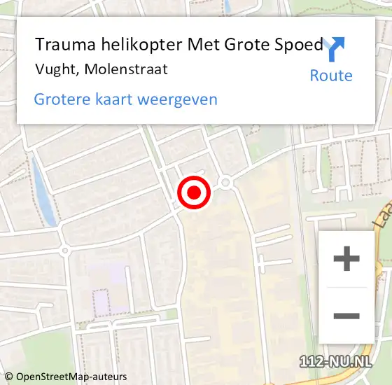 Locatie op kaart van de 112 melding: Trauma helikopter Met Grote Spoed Naar Vught, Molenstraat op 7 juni 2023 05:12