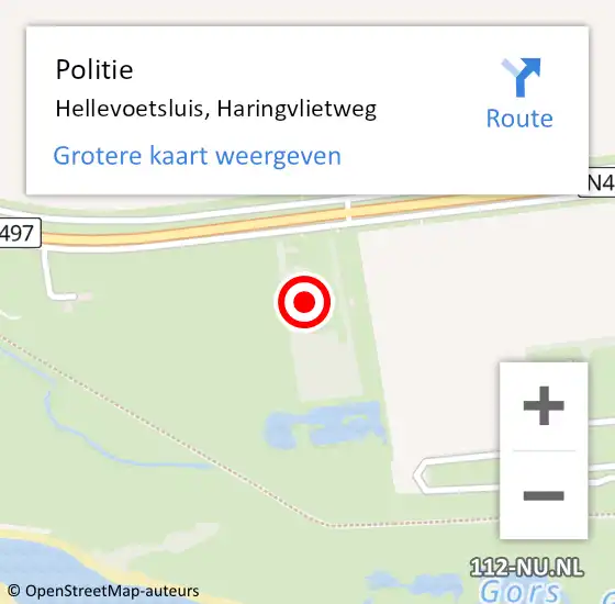 Locatie op kaart van de 112 melding: Politie Hellevoetsluis, Haringvlietweg op 7 juni 2023 07:31