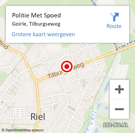 Locatie op kaart van de 112 melding: Politie Met Spoed Naar Goirle, Tilburgseweg op 7 juni 2023 08:36