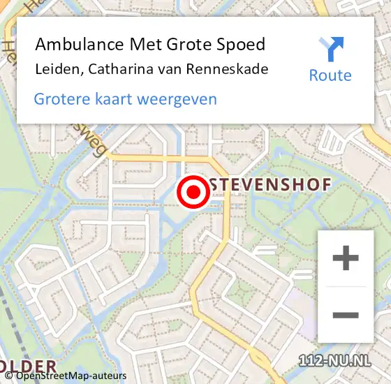 Locatie op kaart van de 112 melding: Ambulance Met Grote Spoed Naar Leiden, Catharina van Renneskade op 7 juni 2023 09:52