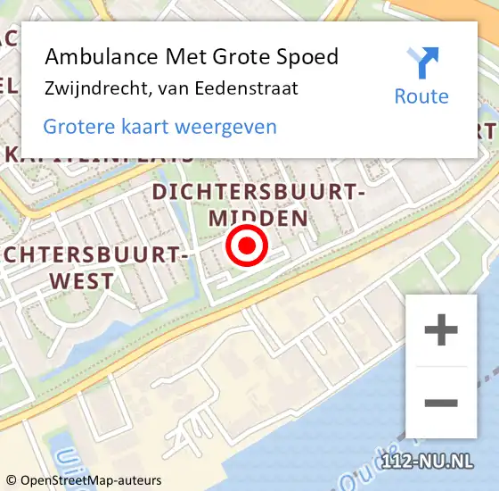 Locatie op kaart van de 112 melding: Ambulance Met Grote Spoed Naar Zwijndrecht, van Eedenstraat op 7 juni 2023 10:23
