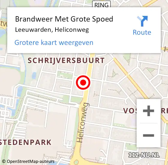 Locatie op kaart van de 112 melding: Brandweer Met Grote Spoed Naar Leeuwarden, Heliconweg op 7 juni 2023 10:33