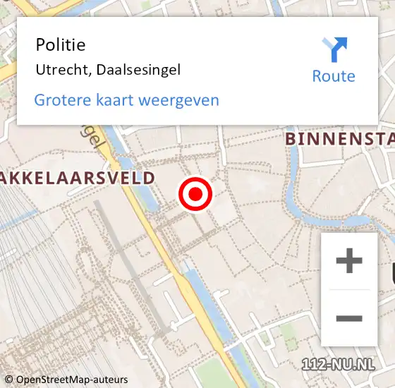 Locatie op kaart van de 112 melding: Politie Utrecht, Daalsesingel op 7 juni 2023 15:19