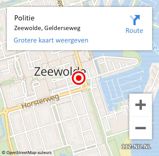 Locatie op kaart van de 112 melding: Politie Zeewolde, Gelderseweg op 7 juni 2023 15:33