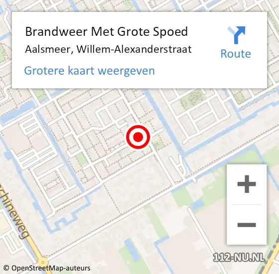 Locatie op kaart van de 112 melding: Brandweer Met Grote Spoed Naar Aalsmeer, Willem-Alexanderstraat op 7 juni 2023 16:08