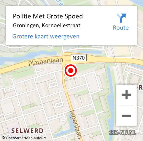 Locatie op kaart van de 112 melding: Politie Met Grote Spoed Naar Groningen, Kornoeljestraat op 7 juni 2023 16:18