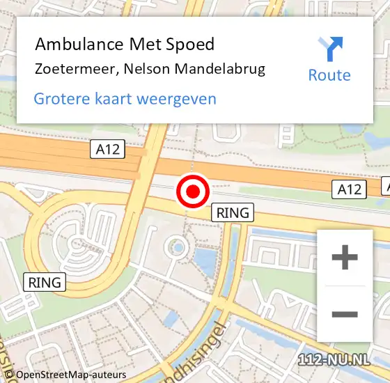 Locatie op kaart van de 112 melding: Ambulance Met Spoed Naar Zoetermeer, Nelson Mandelabrug op 7 juni 2023 17:16