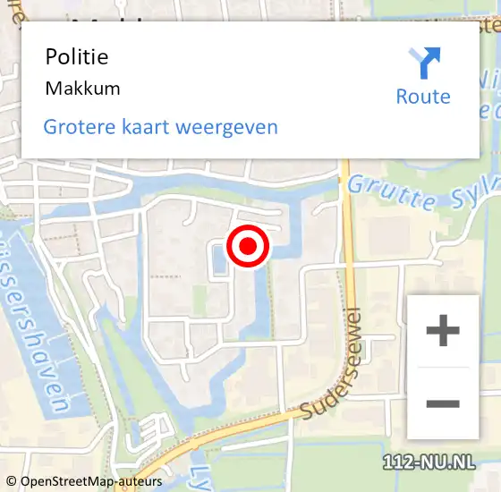 Locatie op kaart van de 112 melding: Politie Makkum op 7 juni 2023 17:33