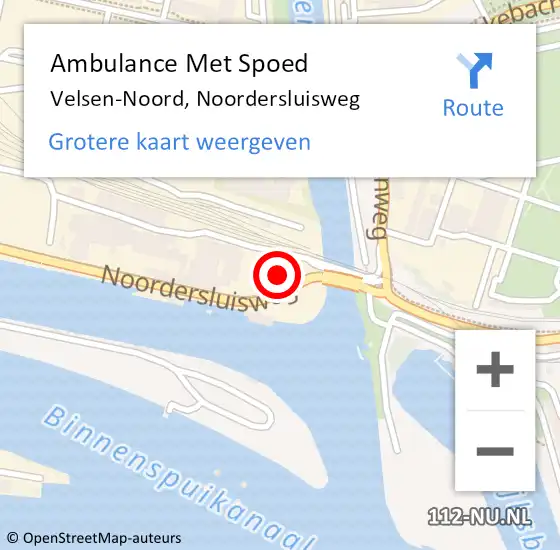 Locatie op kaart van de 112 melding: Ambulance Met Spoed Naar Velsen-Noord, Noordersluisweg op 7 juni 2023 18:13