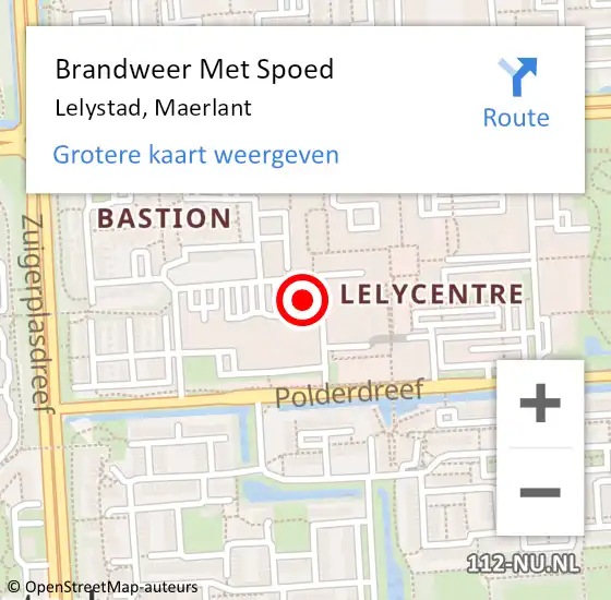 Locatie op kaart van de 112 melding: Brandweer Met Spoed Naar Lelystad, Maerlant op 7 juni 2023 19:09