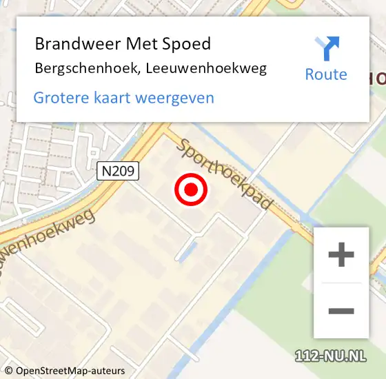 Locatie op kaart van de 112 melding: Brandweer Met Spoed Naar Bergschenhoek, Leeuwenhoekweg op 7 juni 2023 23:52