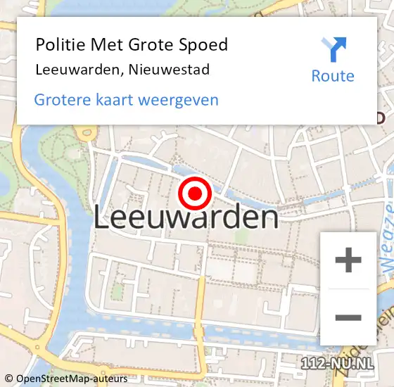 Locatie op kaart van de 112 melding: Politie Met Grote Spoed Naar Leeuwarden, Nieuwestad op 8 juni 2023 04:20