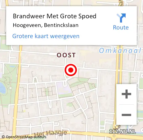 Locatie op kaart van de 112 melding: Brandweer Met Grote Spoed Naar Hoogeveen, Bentinckslaan op 8 juni 2023 08:43