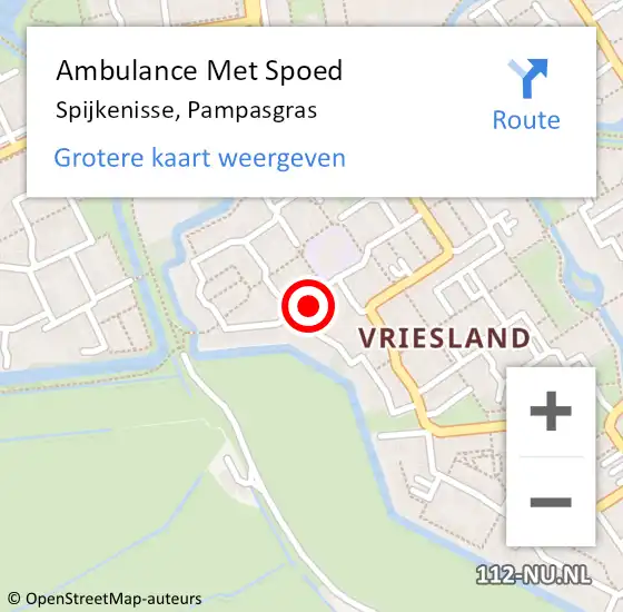 Locatie op kaart van de 112 melding: Ambulance Met Spoed Naar Spijkenisse, Pampasgras op 8 juni 2023 09:02