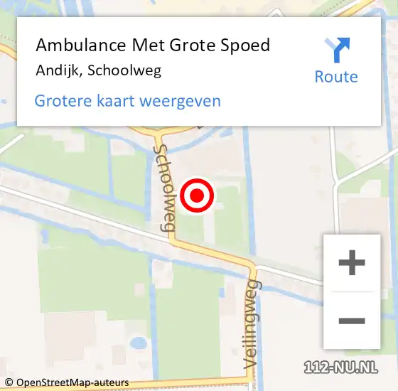 Locatie op kaart van de 112 melding: Ambulance Met Grote Spoed Naar Andijk, Schoolweg op 8 juni 2023 09:04