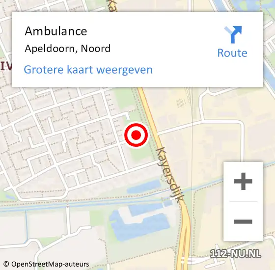 Locatie op kaart van de 112 melding: Ambulance Apeldoorn, Noord op 8 juni 2023 10:12