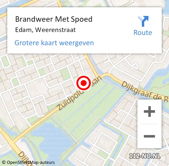 Locatie op kaart van de 112 melding: Brandweer Met Spoed Naar Edam, Weerenstraat op 8 juni 2023 11:30