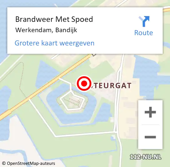 Locatie op kaart van de 112 melding: Brandweer Met Spoed Naar Werkendam, Bandijk op 8 juni 2023 13:33