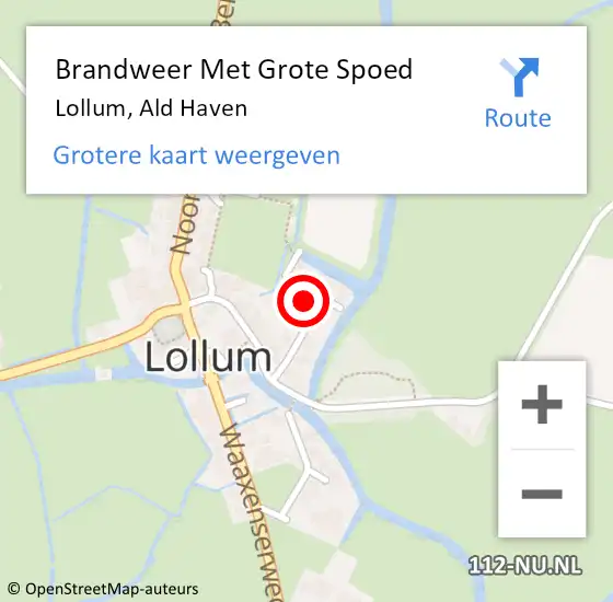 Locatie op kaart van de 112 melding: Brandweer Met Grote Spoed Naar Lollum, Ald Haven op 8 juni 2023 14:44