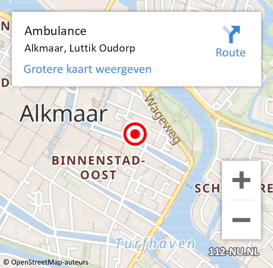 Locatie op kaart van de 112 melding: Ambulance Alkmaar, Luttik Oudorp op 8 juni 2023 16:00