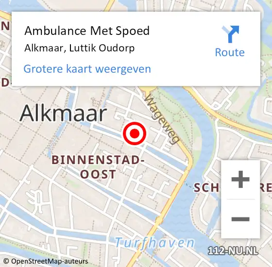Locatie op kaart van de 112 melding: Ambulance Met Spoed Naar Alkmaar, Luttik Oudorp op 8 juni 2023 16:03