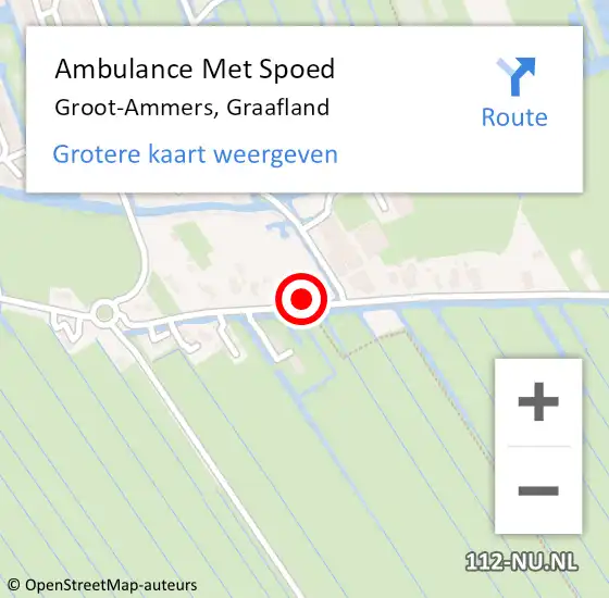 Locatie op kaart van de 112 melding: Ambulance Met Spoed Naar Groot-Ammers, Graafland op 8 juni 2023 16:04