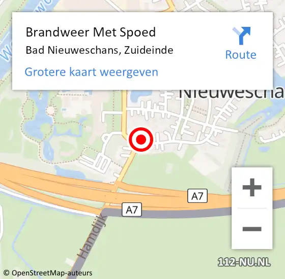 Locatie op kaart van de 112 melding: Brandweer Met Spoed Naar Bad Nieuweschans, Zuideinde op 8 juni 2023 16:52