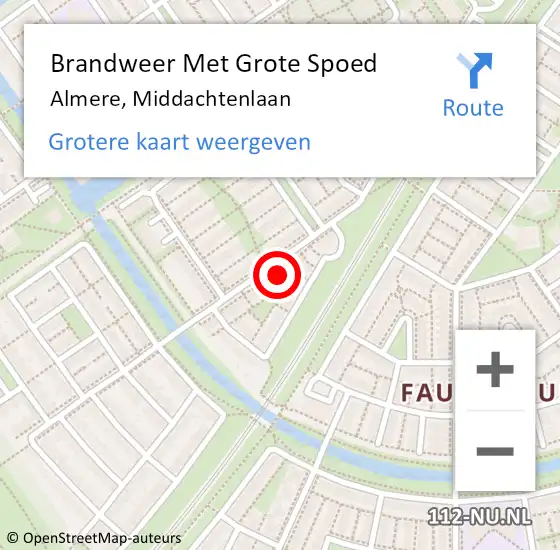 Locatie op kaart van de 112 melding: Brandweer Met Grote Spoed Naar Almere, Middachtenlaan op 8 juni 2023 17:00