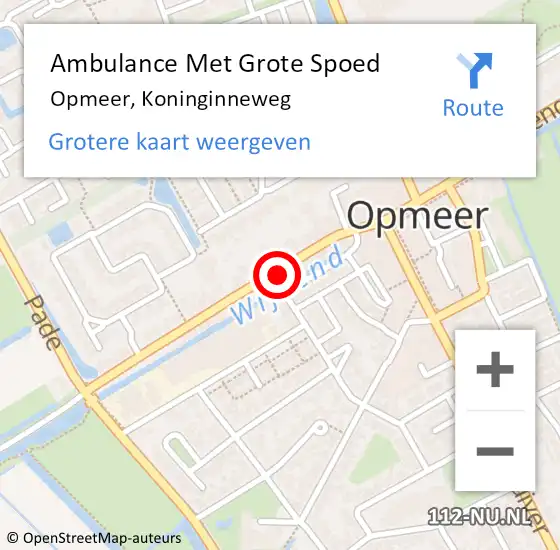 Locatie op kaart van de 112 melding: Ambulance Met Grote Spoed Naar Opmeer, Koninginneweg op 8 juni 2023 17:28