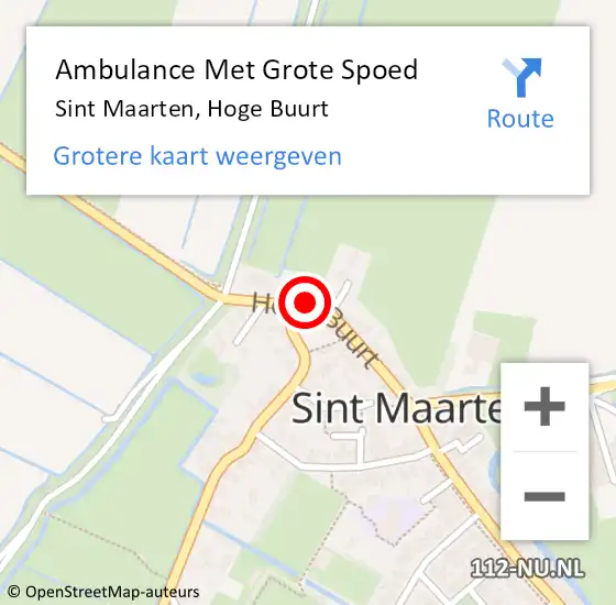 Locatie op kaart van de 112 melding: Ambulance Met Grote Spoed Naar Sint Maarten, Hoge Buurt op 8 juni 2023 17:47