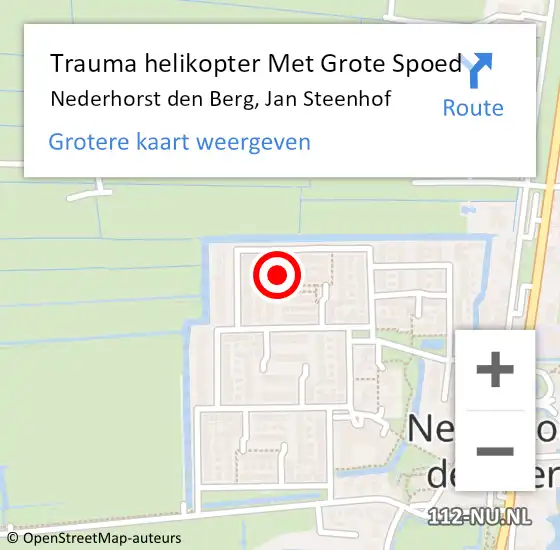 Locatie op kaart van de 112 melding: Trauma helikopter Met Grote Spoed Naar Nederhorst den Berg, Jan Steenhof op 8 juni 2023 18:25