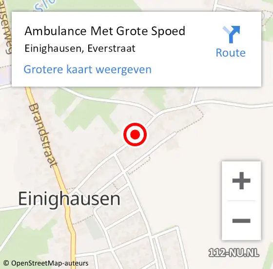 Locatie op kaart van de 112 melding: Ambulance Met Grote Spoed Naar Einighausen, Everstraat op 28 augustus 2014 09:44