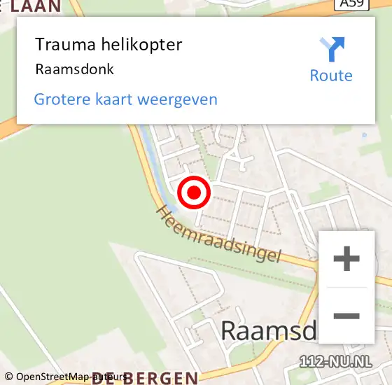 Locatie op kaart van de 112 melding: Trauma helikopter Raamsdonk op 8 juni 2023 20:58