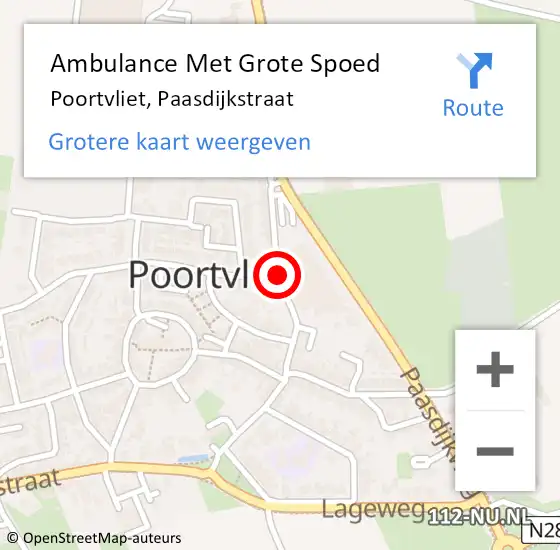Locatie op kaart van de 112 melding: Ambulance Met Grote Spoed Naar Poortvliet, Paasdijkstraat op 28 augustus 2014 09:57