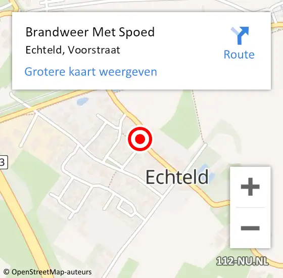 Locatie op kaart van de 112 melding: Brandweer Met Spoed Naar Echteld, Voorstraat op 9 juni 2023 06:17