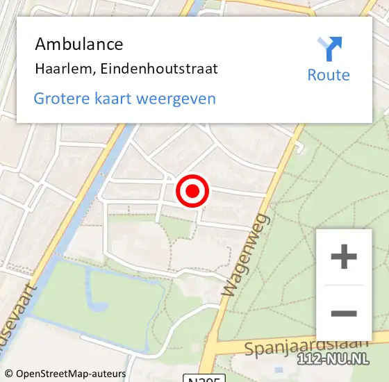 Locatie op kaart van de 112 melding: Ambulance Haarlem, Eindenhoutstraat op 9 juni 2023 08:40