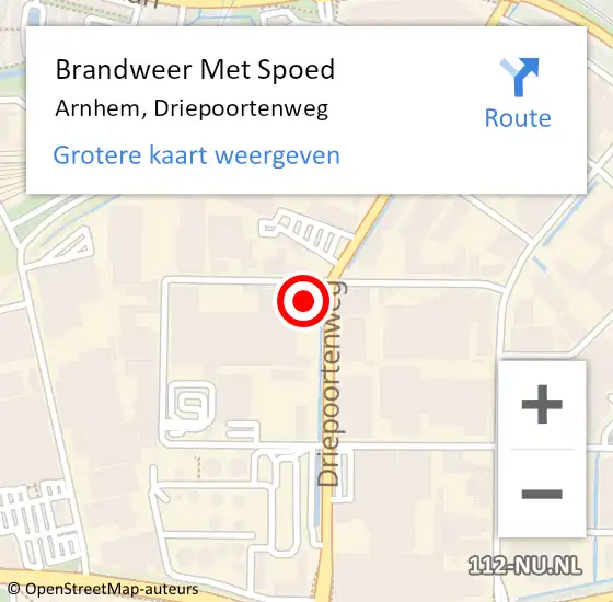 Locatie op kaart van de 112 melding: Brandweer Met Spoed Naar Arnhem, Driepoortenweg op 9 juni 2023 08:50