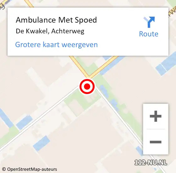 Locatie op kaart van de 112 melding: Ambulance Met Spoed Naar De Kwakel, Achterweg op 9 juni 2023 09:34