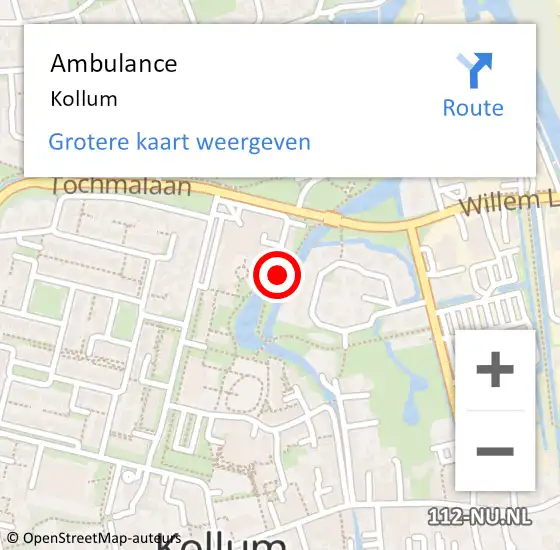 Locatie op kaart van de 112 melding: Ambulance Kollum op 9 juni 2023 09:46