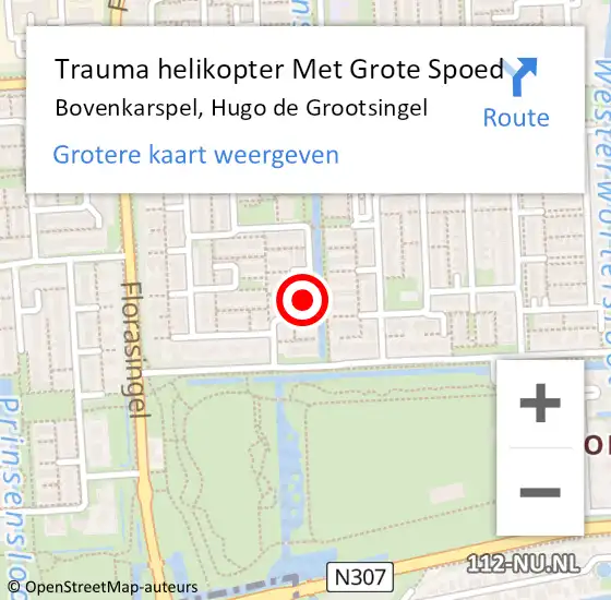 Locatie op kaart van de 112 melding: Trauma helikopter Met Grote Spoed Naar Bovenkarspel, Hugo de Grootsingel op 9 juni 2023 11:16