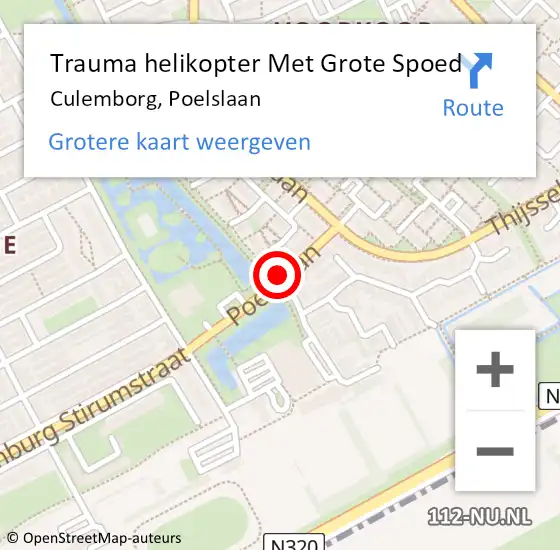 Locatie op kaart van de 112 melding: Trauma helikopter Met Grote Spoed Naar Culemborg, Poelslaan op 9 juni 2023 11:29