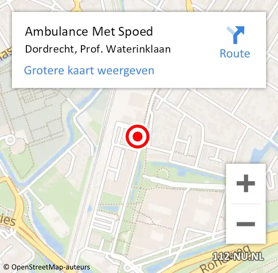 Locatie op kaart van de 112 melding: Ambulance Met Spoed Naar Dordrecht, Prof. Waterinklaan op 9 juni 2023 11:59