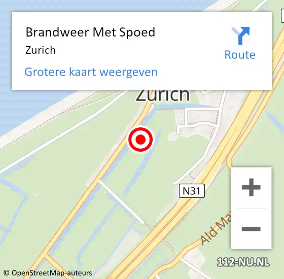 Locatie op kaart van de 112 melding: Brandweer Met Spoed Naar Zurich op 9 juni 2023 13:07