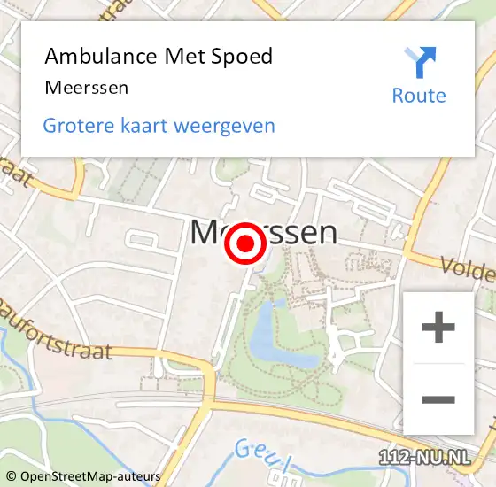 Locatie op kaart van de 112 melding: Ambulance Met Spoed Naar Meerssen op 9 juni 2023 13:18